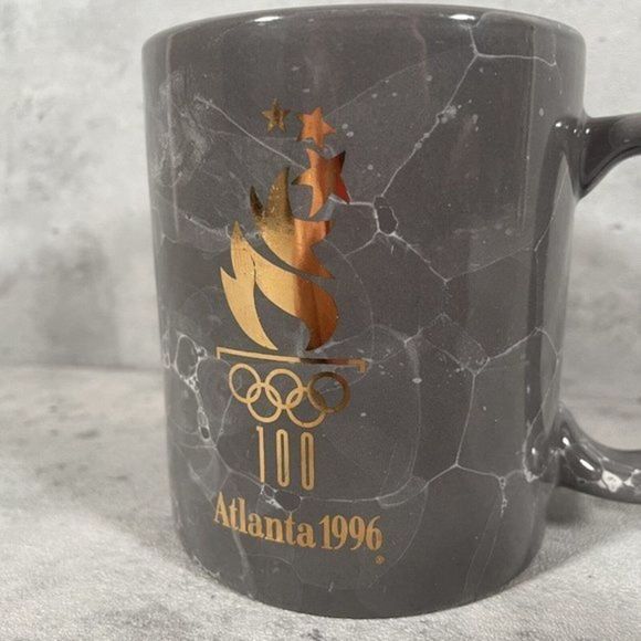VTG 1996 Official Atlanta Olympics Games Coffee Mug Sports Gold Leaf Torch - Picture 2 of 6